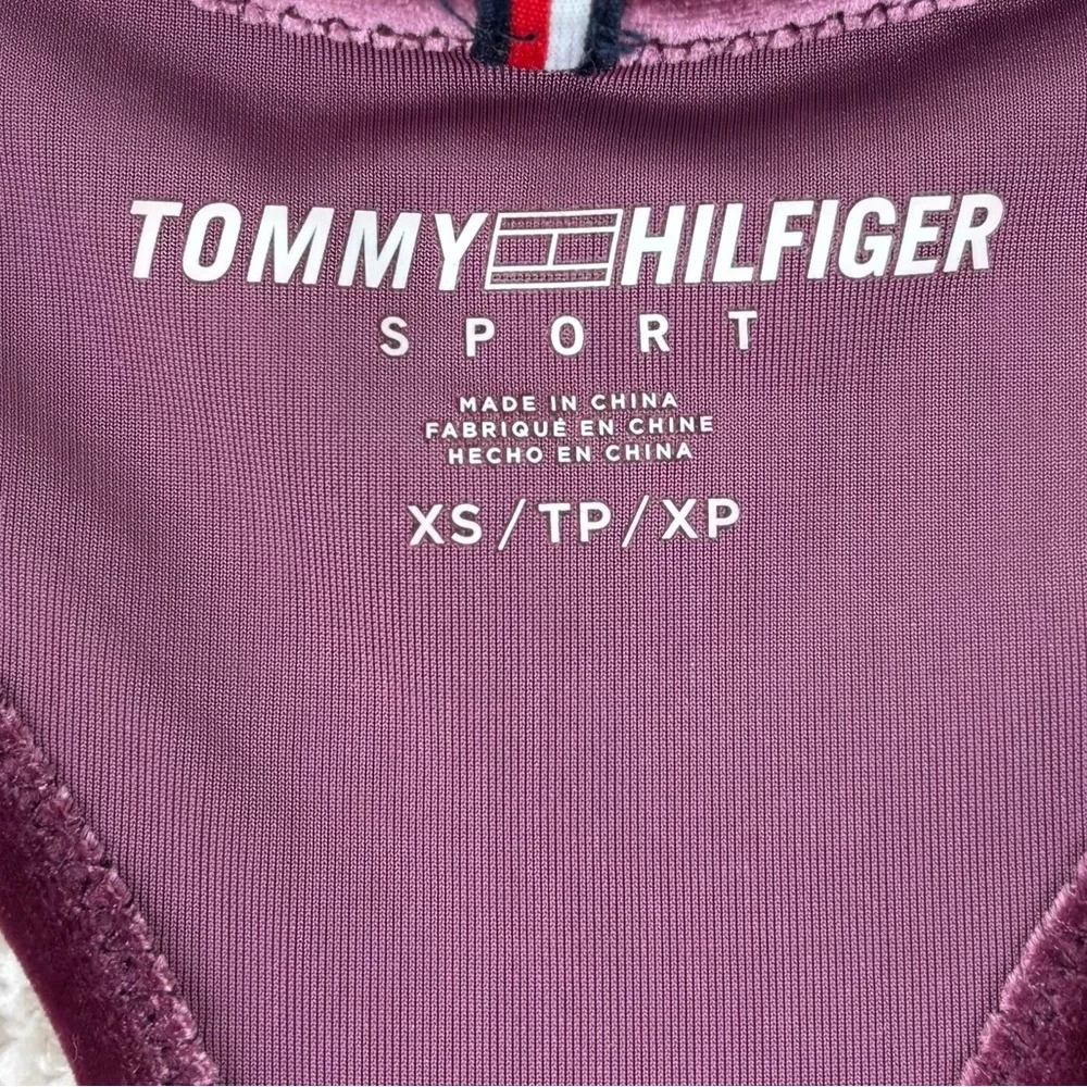 Tommy‎ Hilfiger Sport Women's Longline Velveteen Sports Bra Size XS Purple